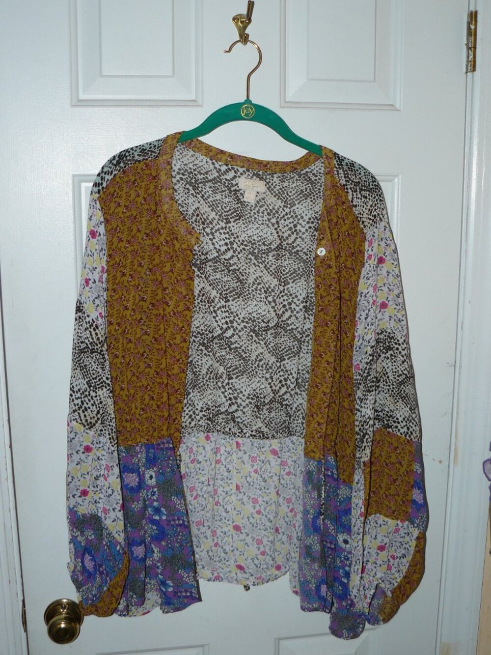 LOGO Lavish by Lori Goldstein Woven Georgette Mix Print Topper Sz 1X